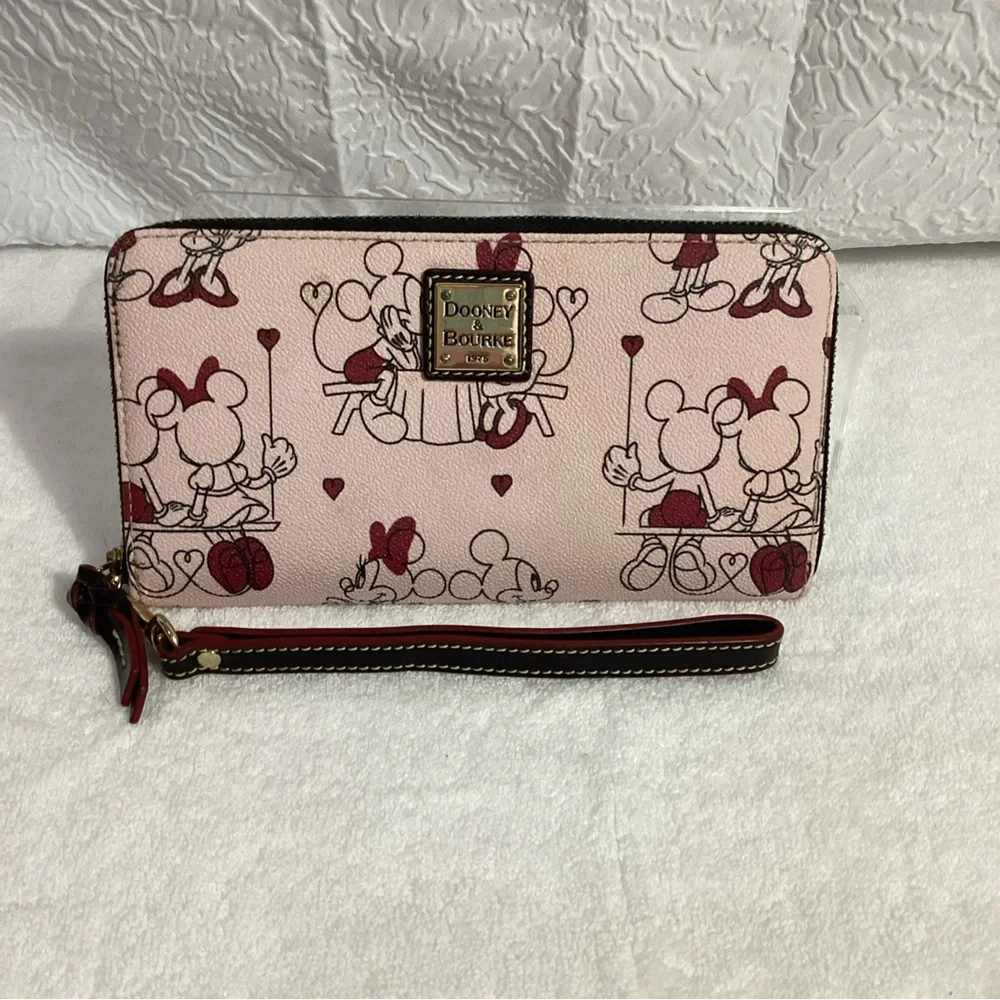 Dooney & Bourke Disney Mickey & Minnie Mouse Love Pink Romantic Wristlet Wallet